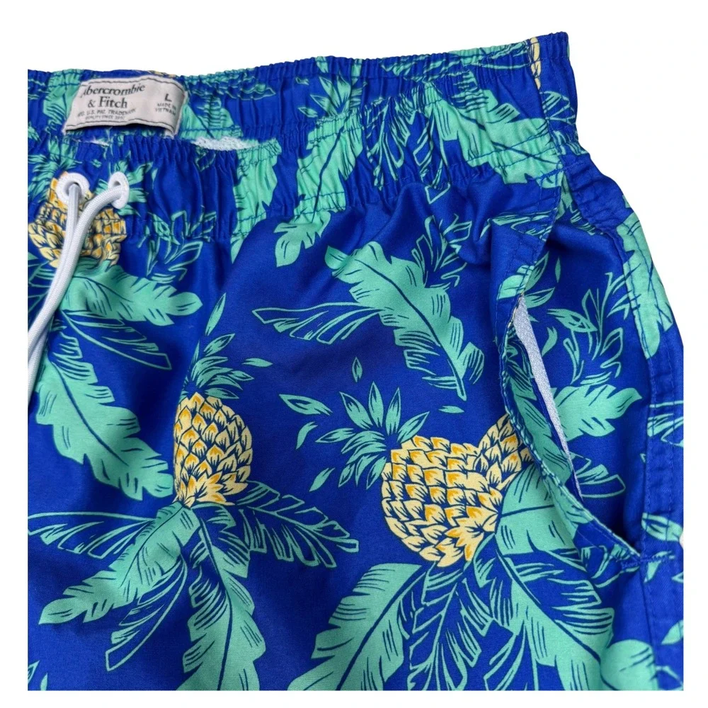 Abercrombie & Fitch Swim Trunks Shorts Mens Pineapple Print Beach‎ Hawaii Large